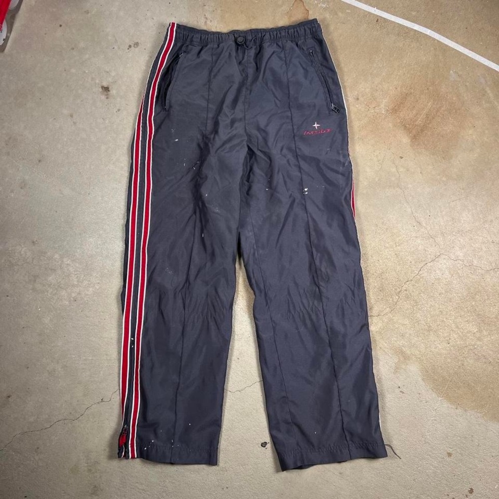 Y2K Grey and Red baggy Lined track pants Men's size small